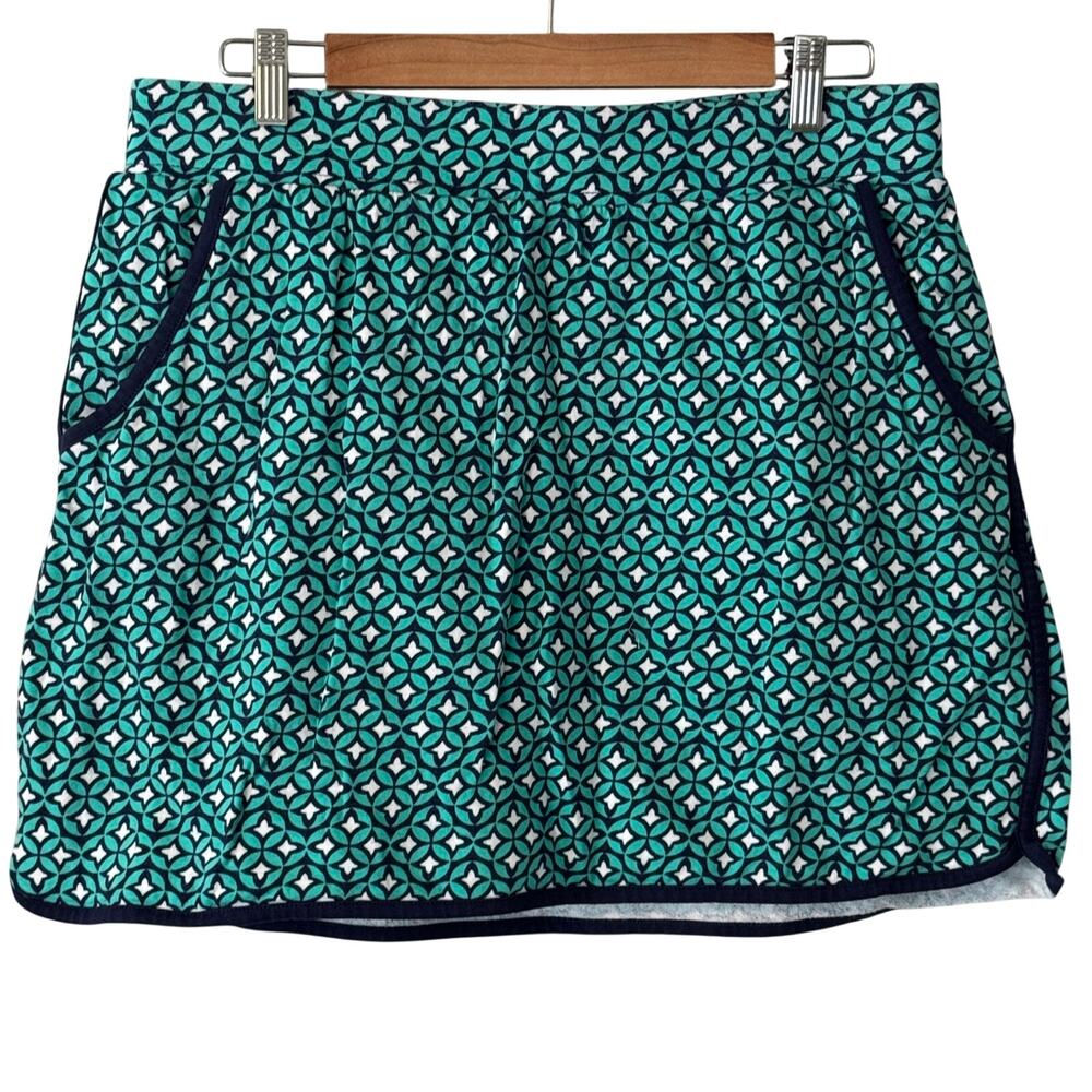 T by Talbots Teal Geometric Golf Skort Womens size Large Petite